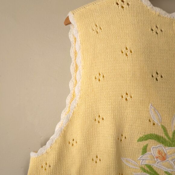 Vintage Mandal Bay Yellow Cardigan Button Up Grannycore Grandmacore Floral XL - Picture 10 of 11